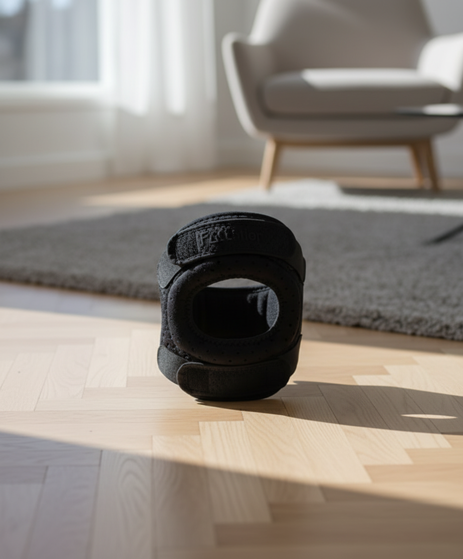 Knepute med silikonstøtte for stabilisering av kneskålen