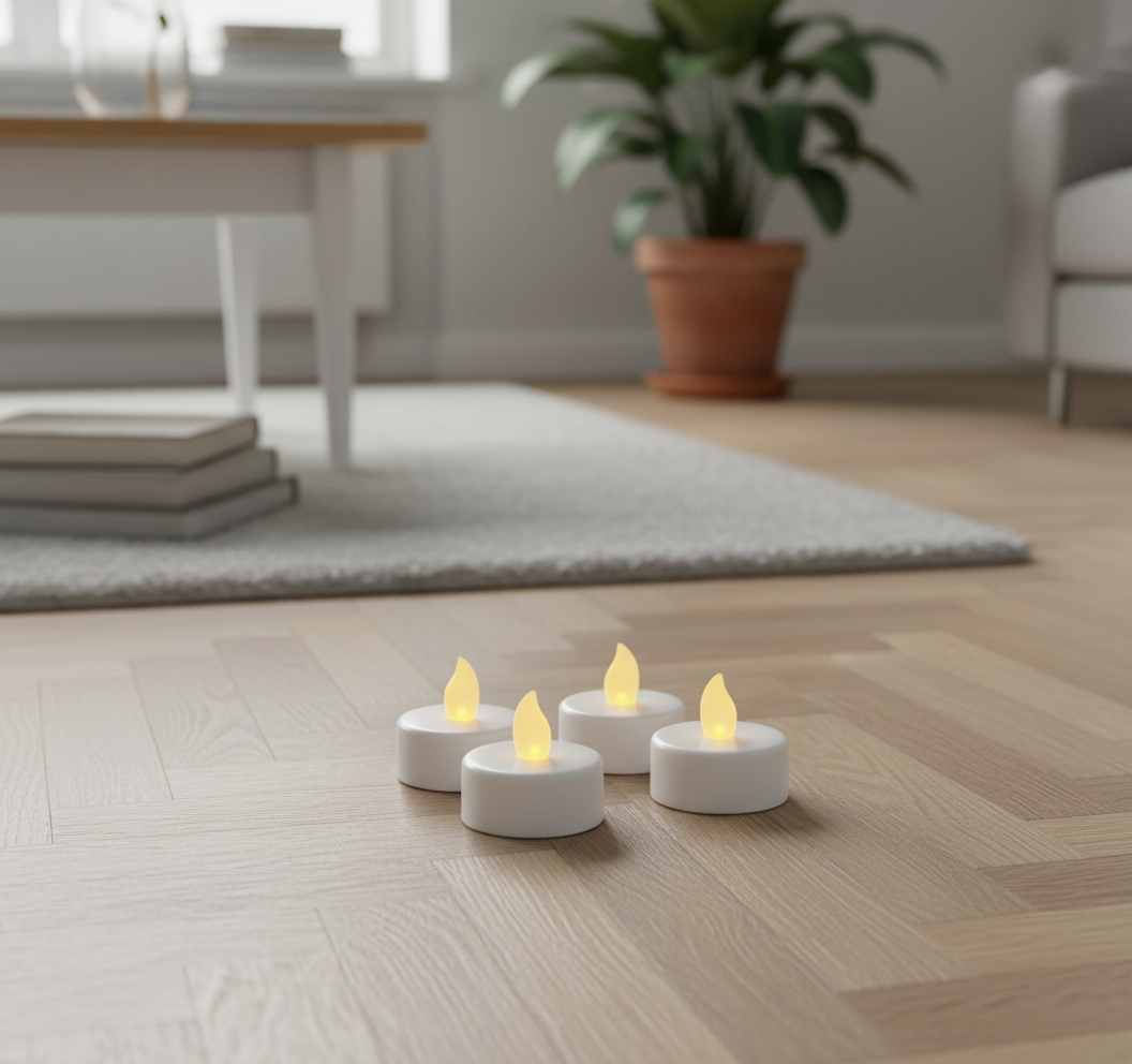 led-fyrfatslys Led telys sett med 4 stk