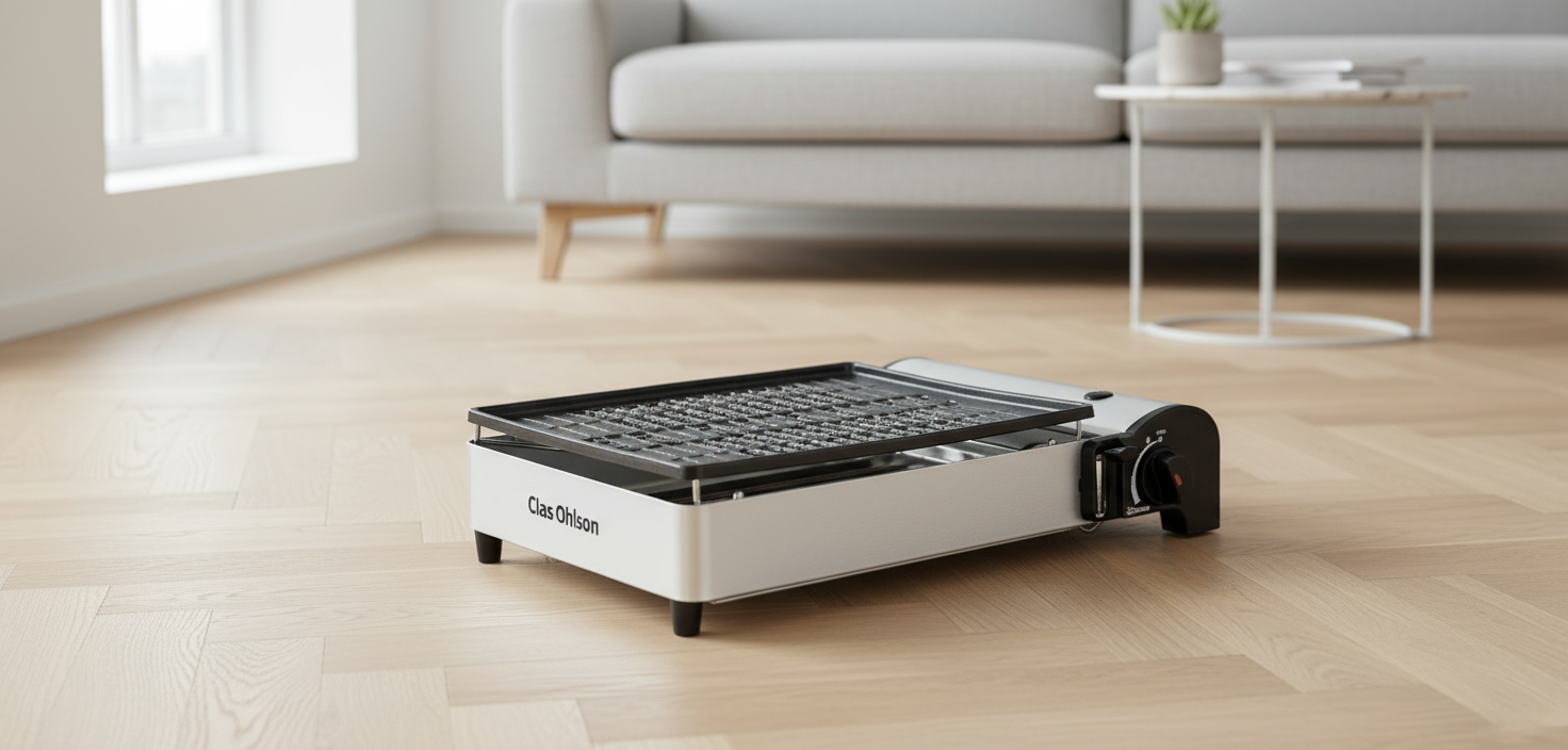 Clas Ohlson Liten og bærbar gassgrill med keramisk belegg