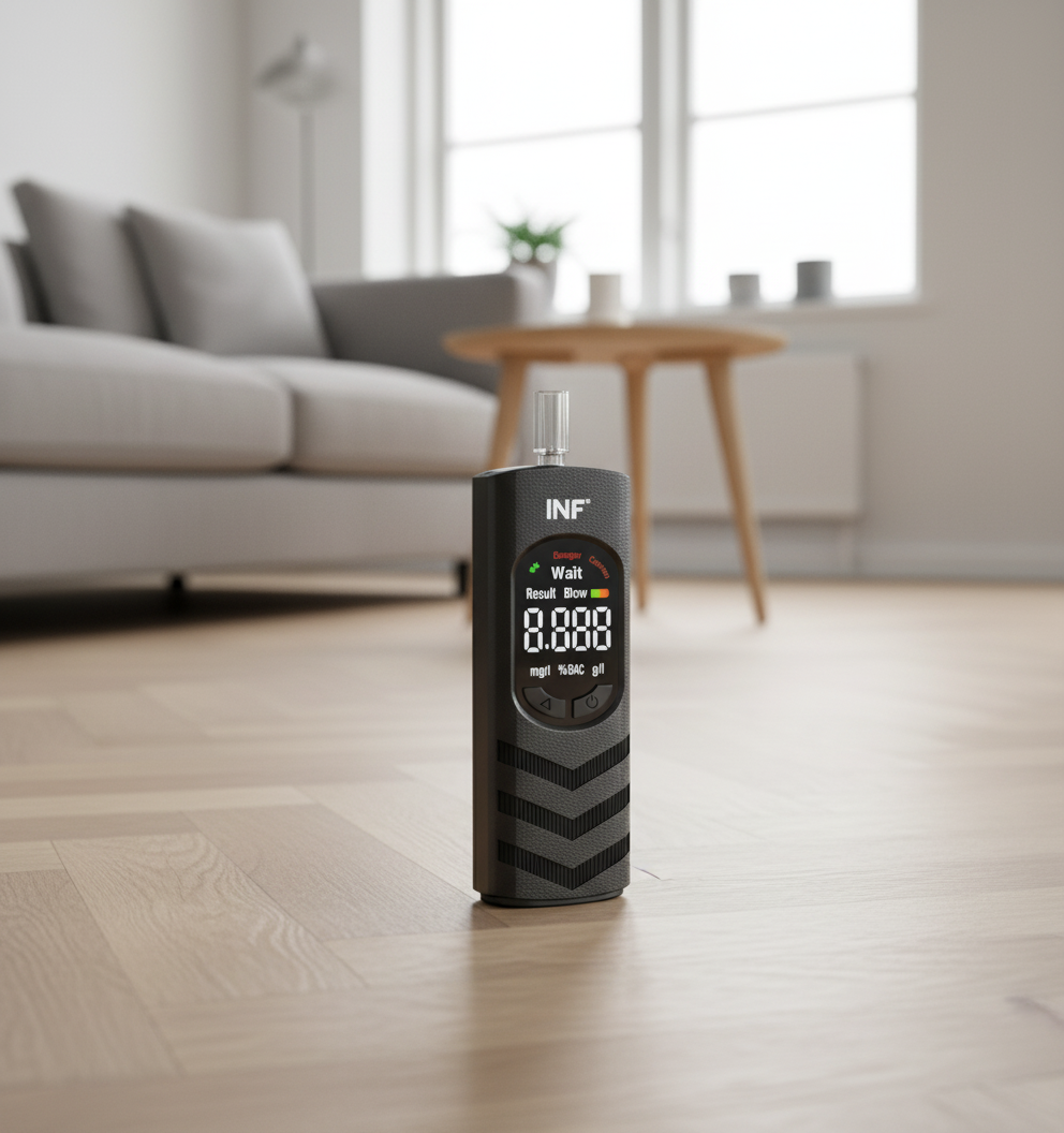 INF Bærbar Alkoholmåler Digital Alkoholtester med LCD-Skjerm