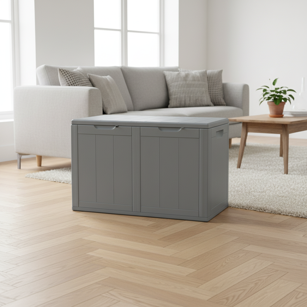 vidaxl Putekasse for hage 180 L grå PP