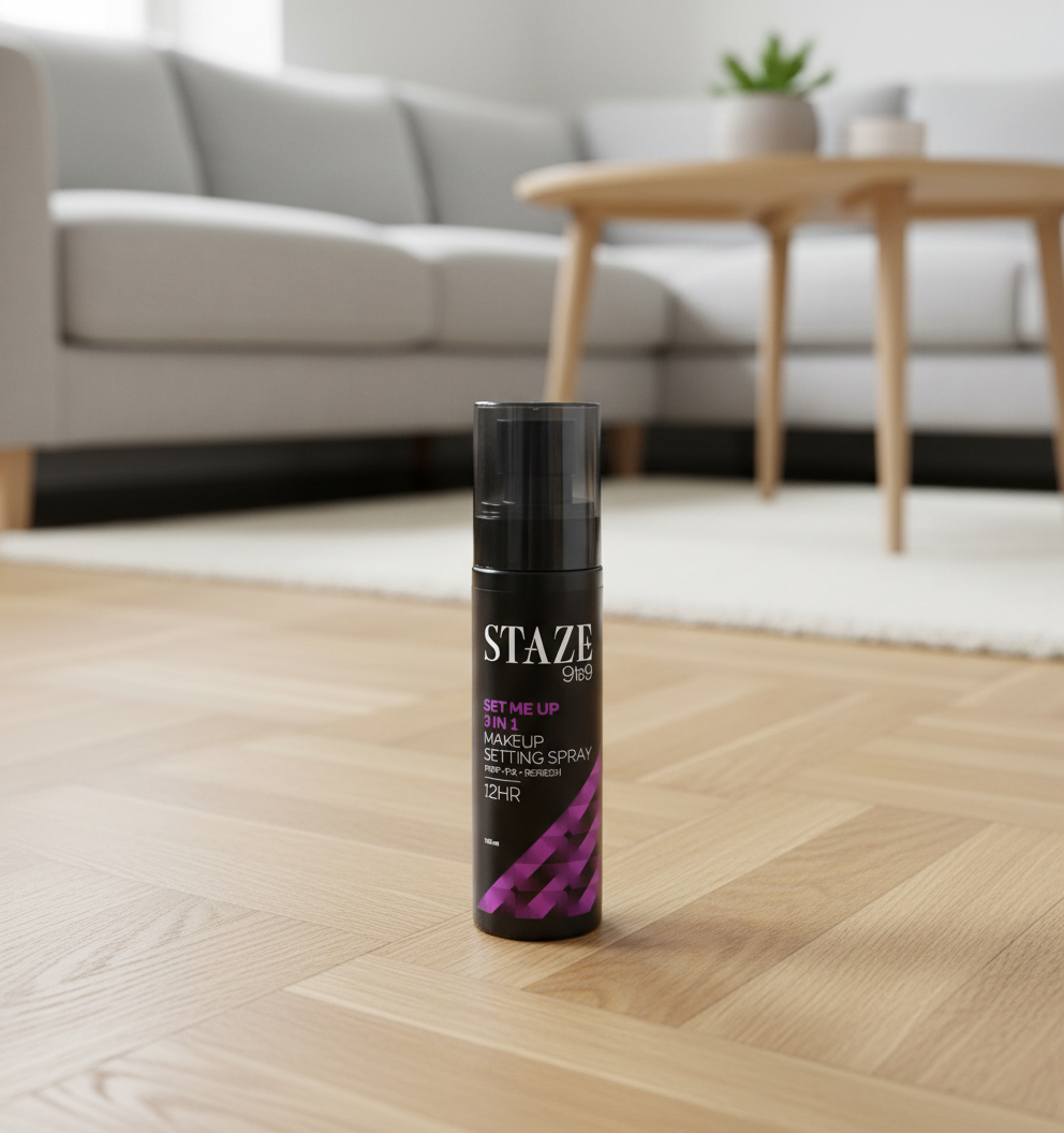 Staze 9to9 Set Me Up Makeup Setting Spray | 3 In 1 Prep + Fix + Refresh & Locks Makeup | for 12Hrs long lasting | Mattifying & Non-sticky | Hydrating