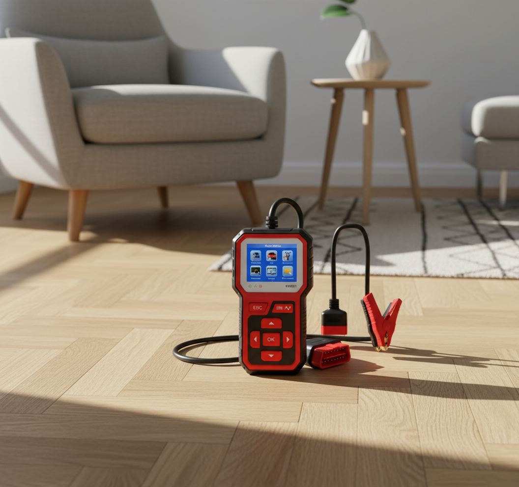 KONNWEI KW681 bil og motorsykkelbatteritester og OBDII diagnostisk skannerverktøy 2 i 1