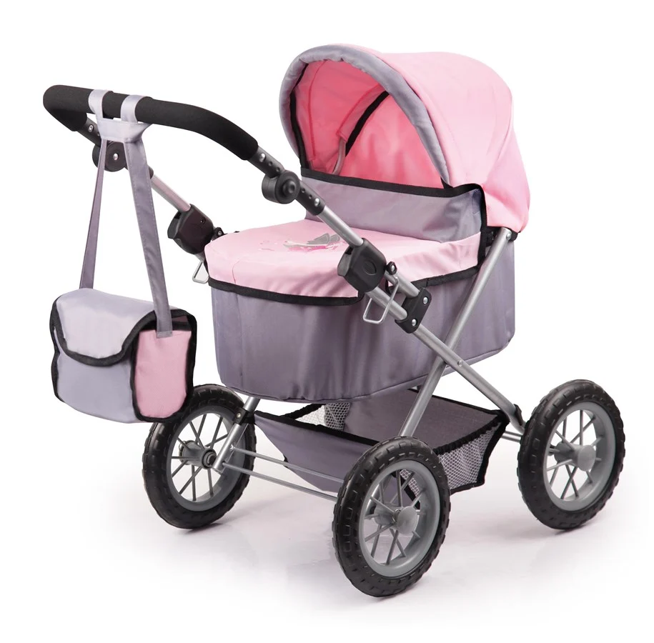 Bayer Design Dolls Pram Trendy - Gray/Pink (13008AA)